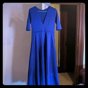 Royal blue 3/4 sleeve swing dress